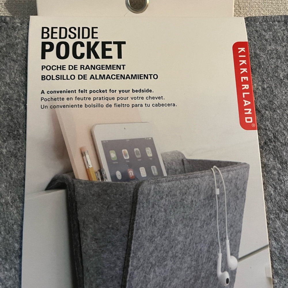 Kikkerland Blue Felt Bedside Organizer